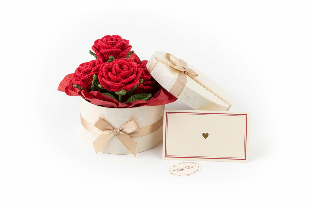 Love Letter Gift Set with Crochet Roses